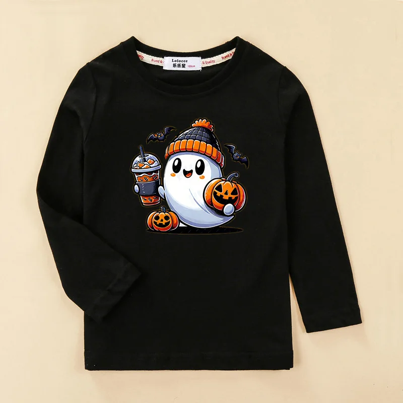 ⭐ Halloween Pumpkin Kids Long Sleeve – Cartoon Autumn Tee (3–14T) - Image 10