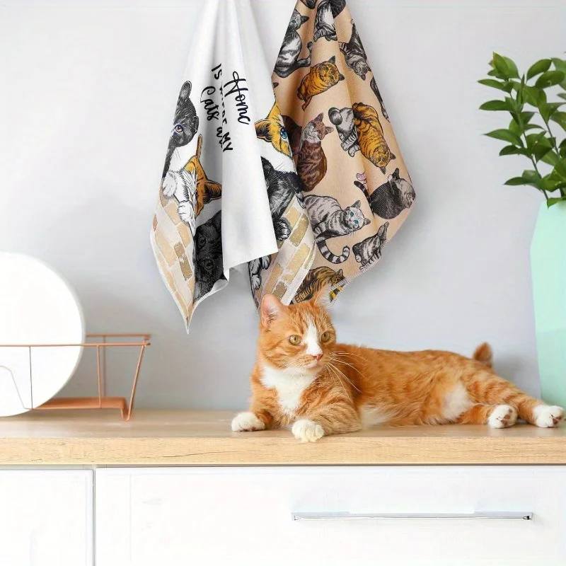 ⭐ Purr & Serve Kitchen Towels – Cat Pattern 6‑Pack - Image 4