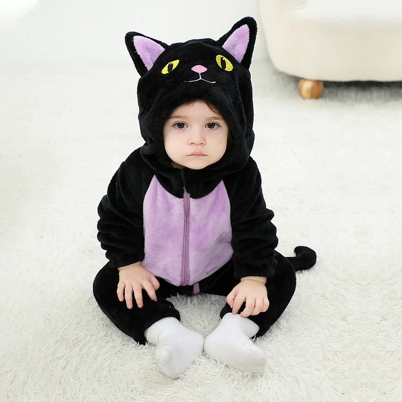 ⭐ Newborn & Toddler Cat Onesie – Warm Knit Flannel Halloween Hooded Jumpsuit - Image 6