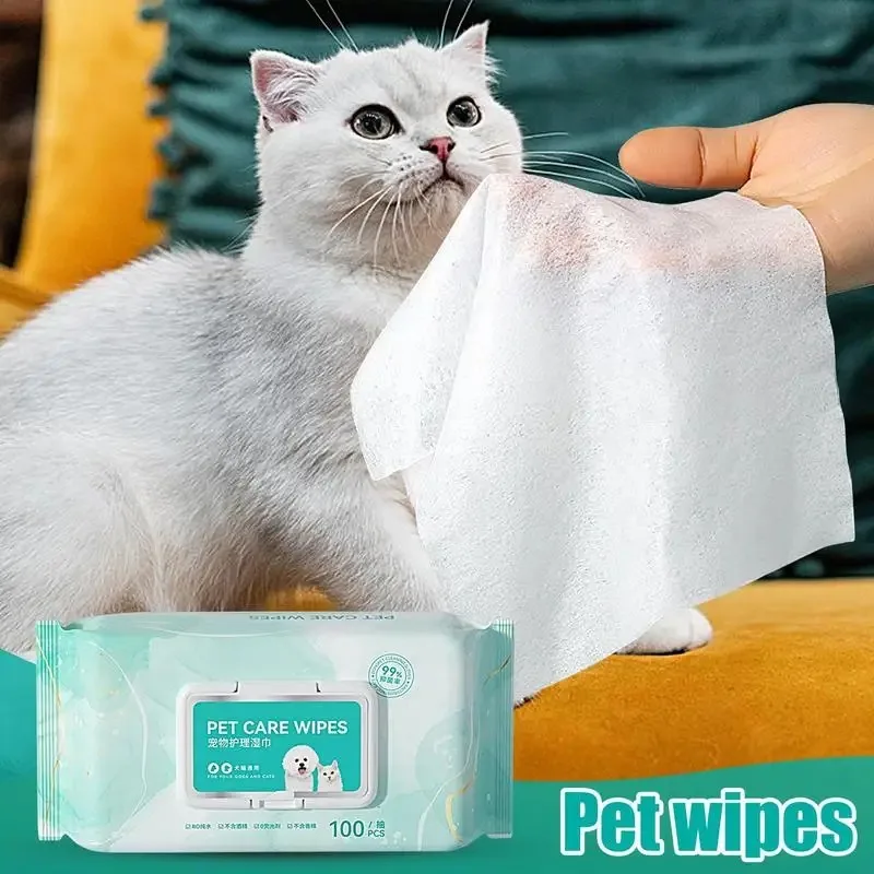 ⭐ 100‑Sheet Pure Water Pet Wipes – Deodorizing, Tear‑Stain & Moisturizing Care - Image 2