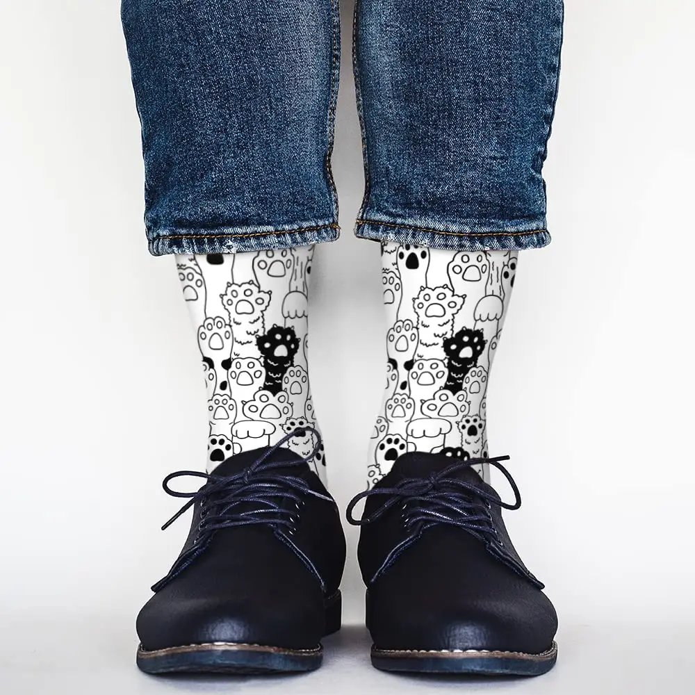 ⭐ Cat Paw Funny Meow Claw Contrast Crew Socks - Image 5