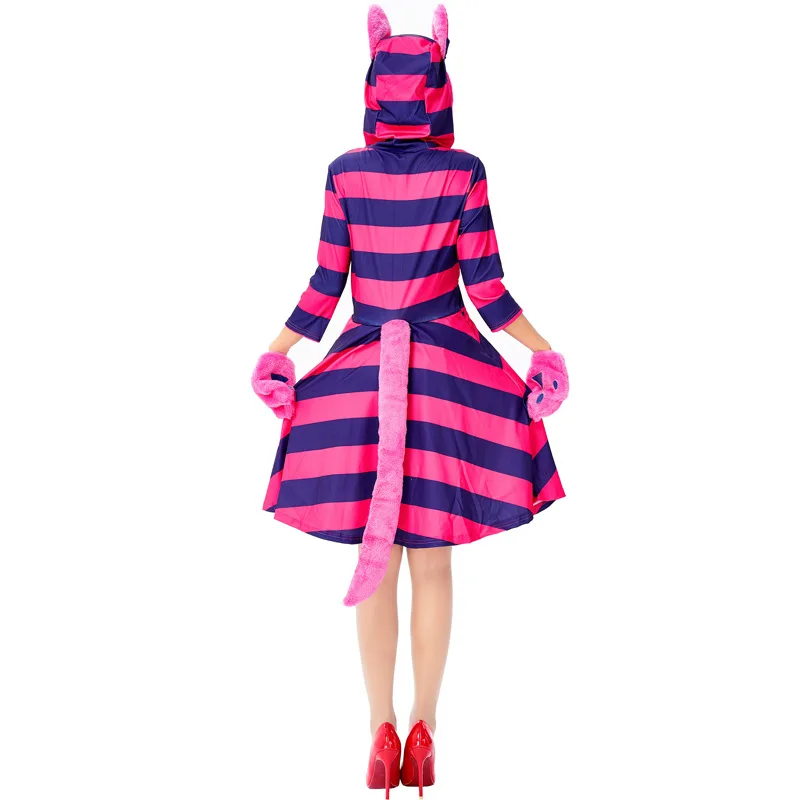 ⭐ Purple Stripe Cheshire Cat Cosplay Dress— Kawaii Smile Cat Party Outfit - Image 5