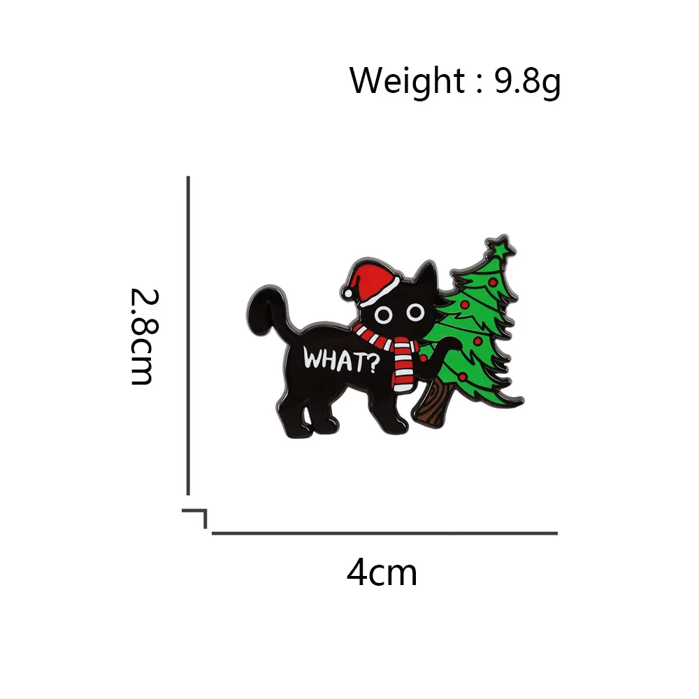 ⭐ Black Cat “What?” Christmas Brooch – Festive Feline Attitude in Enamel - Image 2