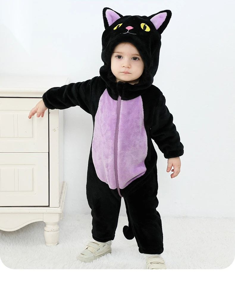 ⭐ Newborn & Toddler Cat Onesie – Warm Knit Flannel Halloween Hooded Jumpsuit - Image 11