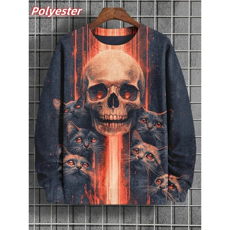 ⭐ Pumpkin Cat Pattern Hoodie for Men – 3D Printed Autumn Pullover - Image 8
