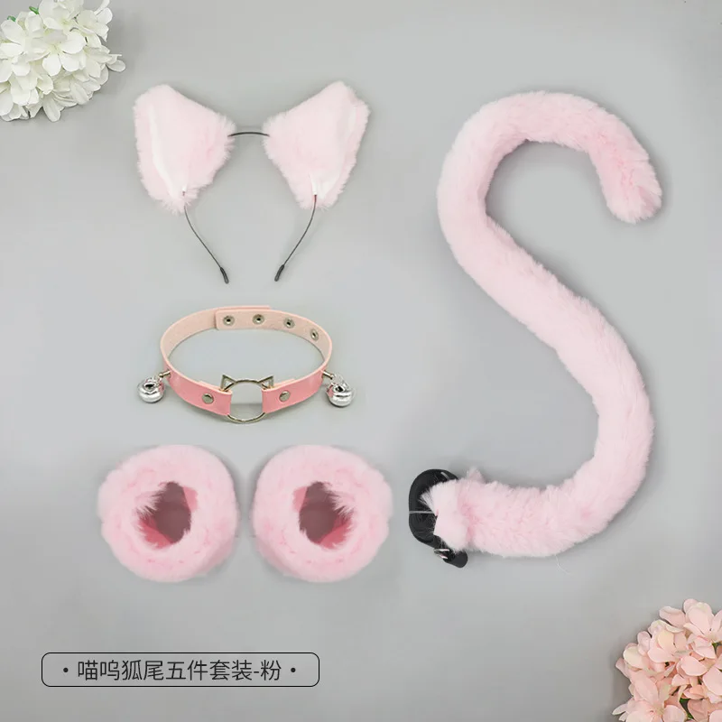 ⭐Cat Ear & Tail Cosplay Set with Plush Wristband and Bell Choker – Cute Lolita Dress‑Up Accessories - Image 9