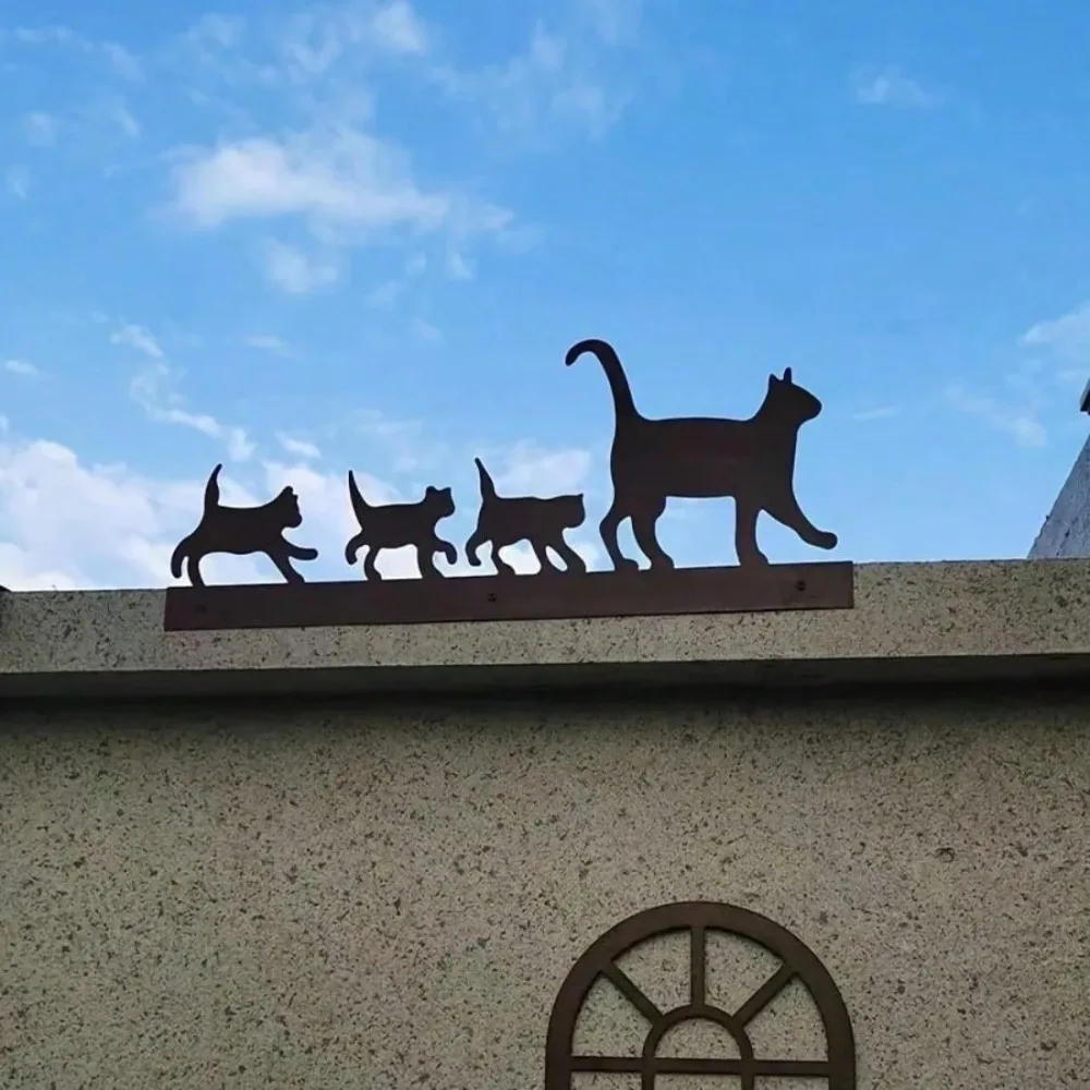 ⭐ Chic Cat Family Garden Statue – Mother Cat & Kittens Outdoor Metal Sculpture - Image 3