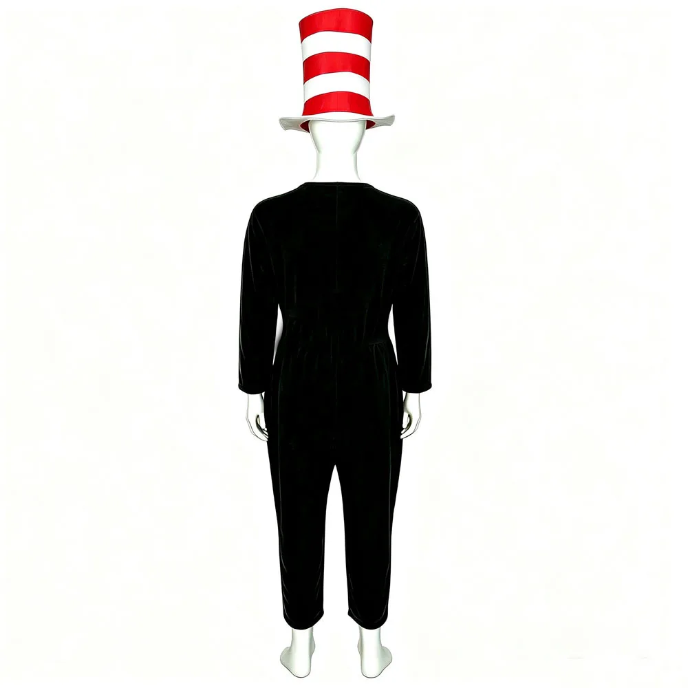 ⭐ Cat in the Hat Adult Jumpsuit – Classic Storybook Cosplay Costume - Image 3