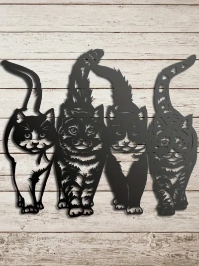 ⭐ Naughty Cat Silhouette Metal Wall Piece – Rust‑Resistant Living Room Décor