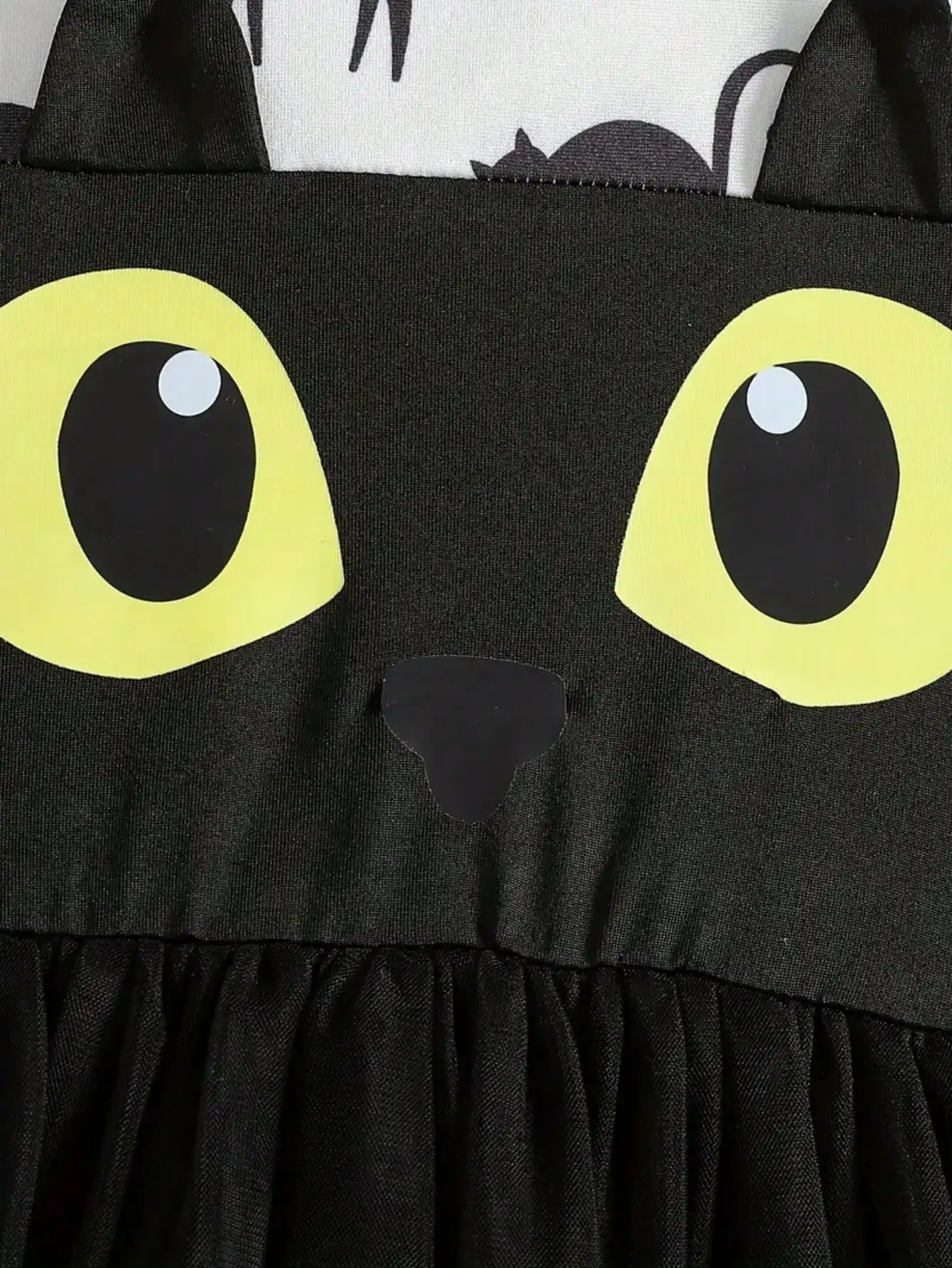 ⭐ Cute Black Cat Long‑Sleeve Chiffon Dress – Big Eyes Yarn Skirt for Girls - Image 6