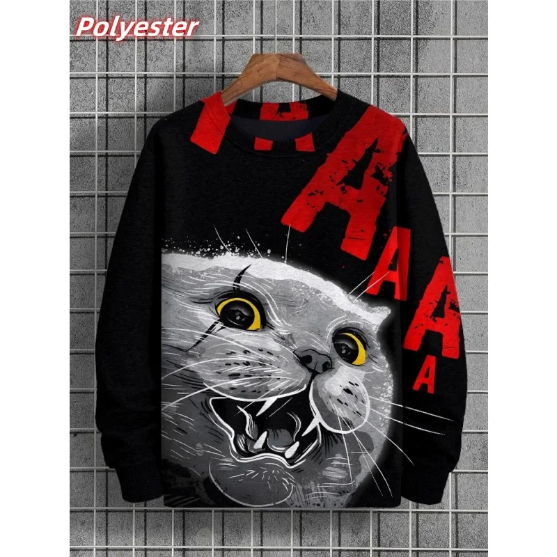 ⭐ Pumpkin Cat Pattern Hoodie for Men – 3D Printed Autumn Pullover - Image 2