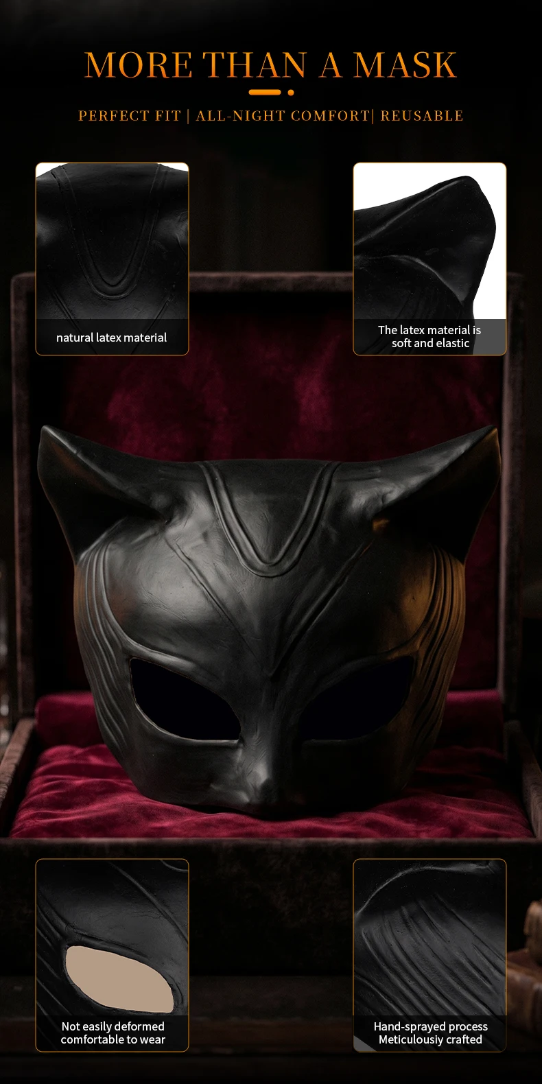 ⭐Realistic Latex Cat Mask – Soft Half‑Face Cosplay for Masquerade & Carnival - Image 9