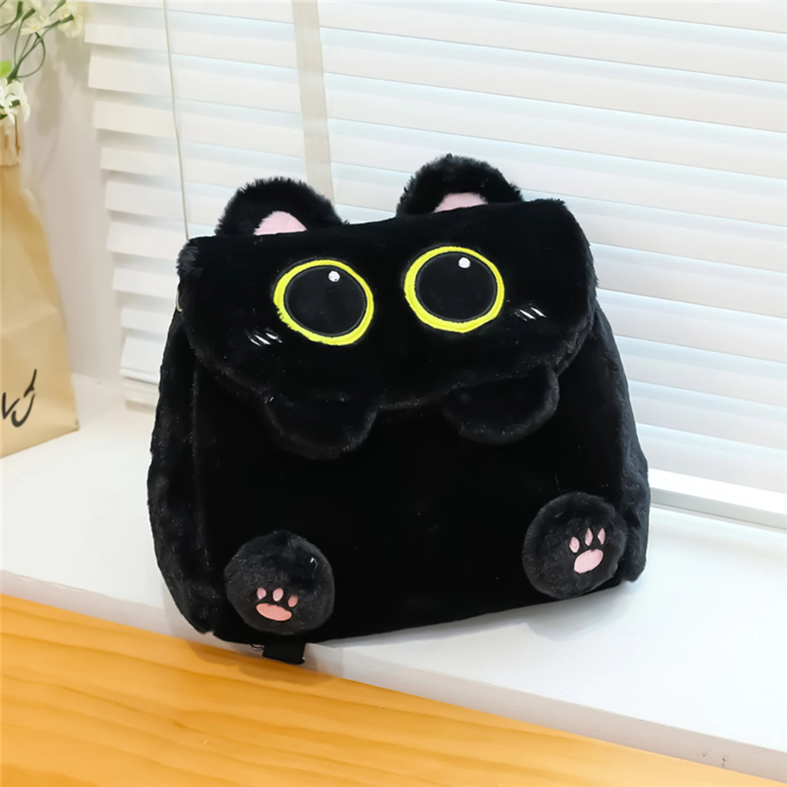 ⭐ Midnight Plush Cat Backpack – Large Capacity School & Travel Bag