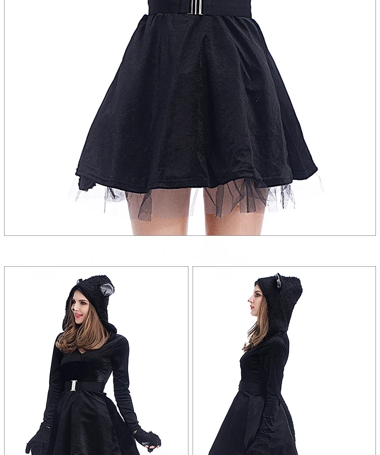 ⭐ Black Cat Carnival Costume – Hooded Outfit with Paws & Tail for Halloween Parties - Image 14