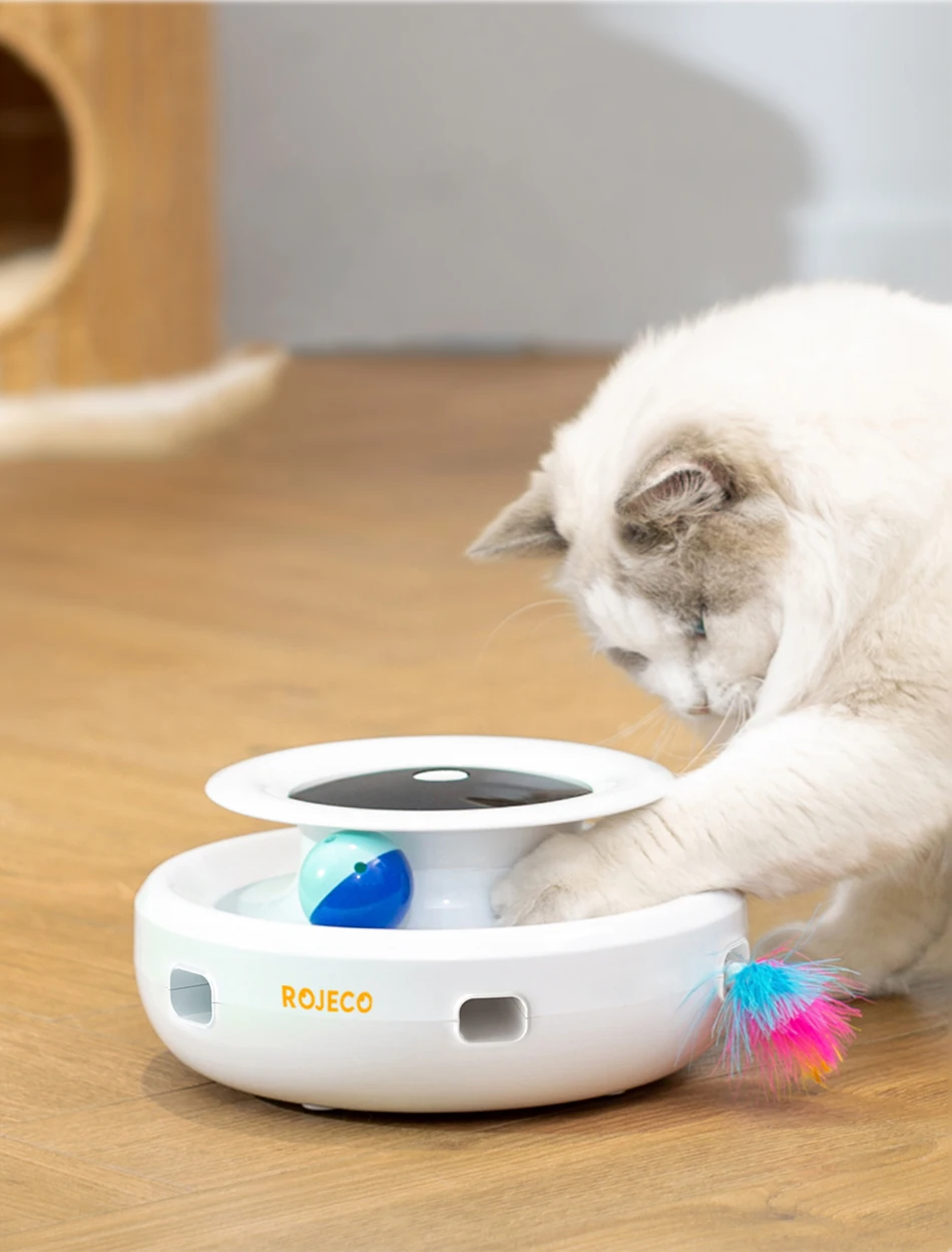 ⭐ ROJECO 2‑in‑1 Smart Cat Toy Set – Automatic Feather Teaser & Fun Ball with 5 Play Modes - Image 13