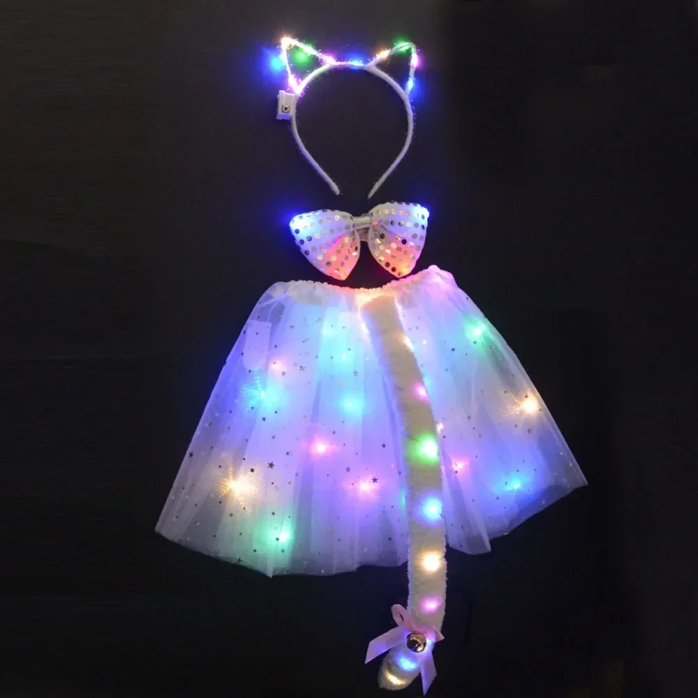 ⭐ Kids & Women Glow Tutu Costume Set – Cat Ears, Bow, Light‑Up Fox Tail - Image 4
