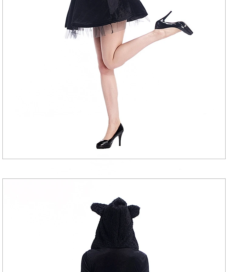 ⭐ Black Cat Carnival Costume – Hooded Outfit with Paws & Tail for Halloween Parties - Image 17