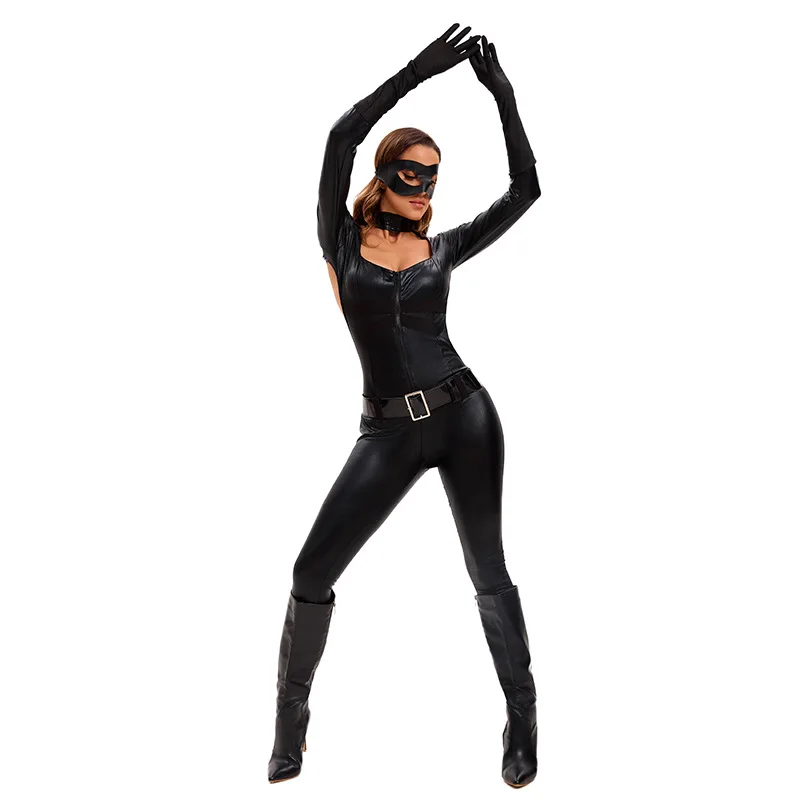 ⭐ Black Cat Superhero Cosplay Set – Backless Tenue Ecolière & Masked Halloween Style - Image 2