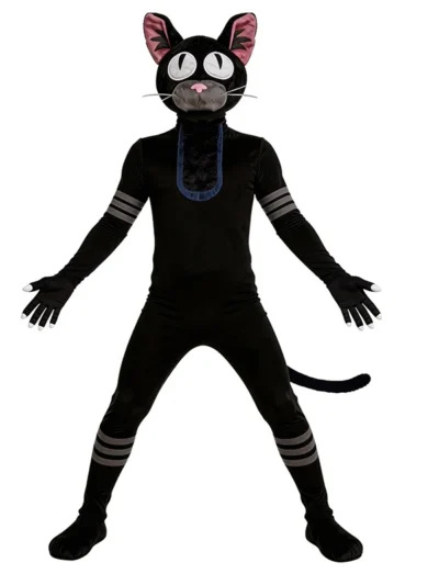 99 Nights in The Forests Black Cat Cosplay Jumpsuit Party Costume Polyester Jumpsuit Mask Halloween Bodysuit Show Clothes