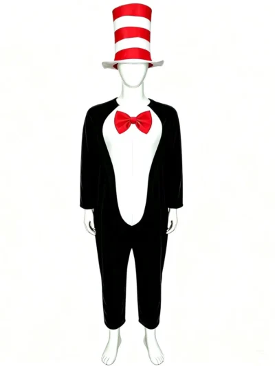 ⭐ Cat in the Hat Adult Jumpsuit – Classic Storybook Cosplay Costume
