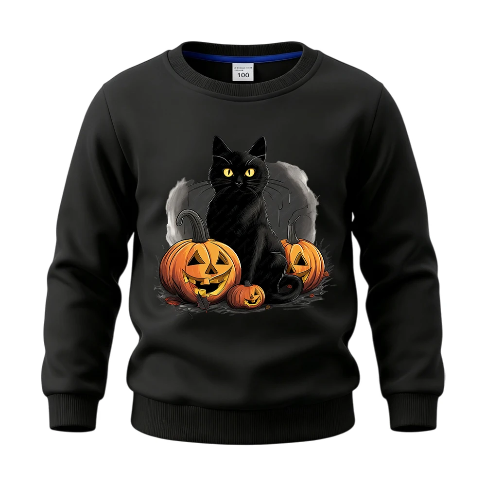 ⭐ Children’s Cat Pumpkin Pullover – Cotton Halloween Hoodie for Boys & Girls - Image 4