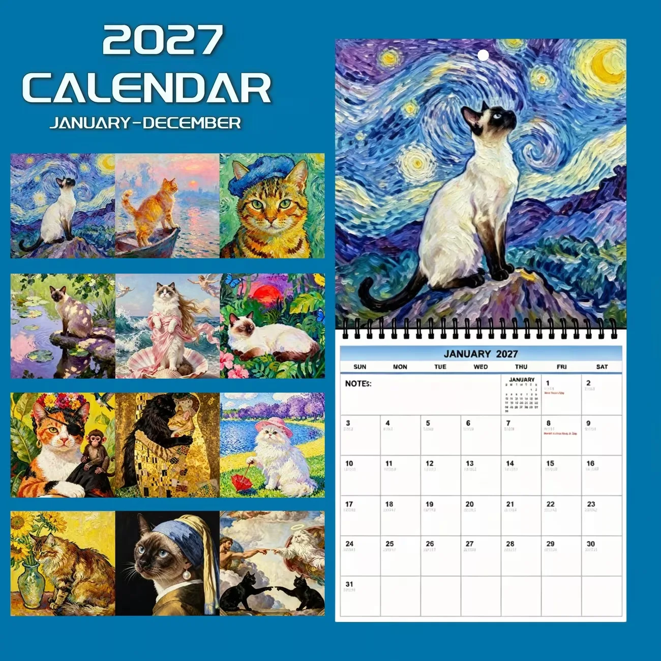 ⭐ 2027 Famous Painting Cat Wall Calendar – A Year of Artistic Feline Charm - Image 13