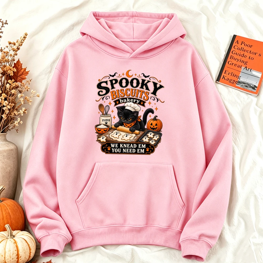 ⭐ Spooky Biscuits Bakery Hoodie – “We Knead Em, You Need Em” Black Cat Edition - Image 15