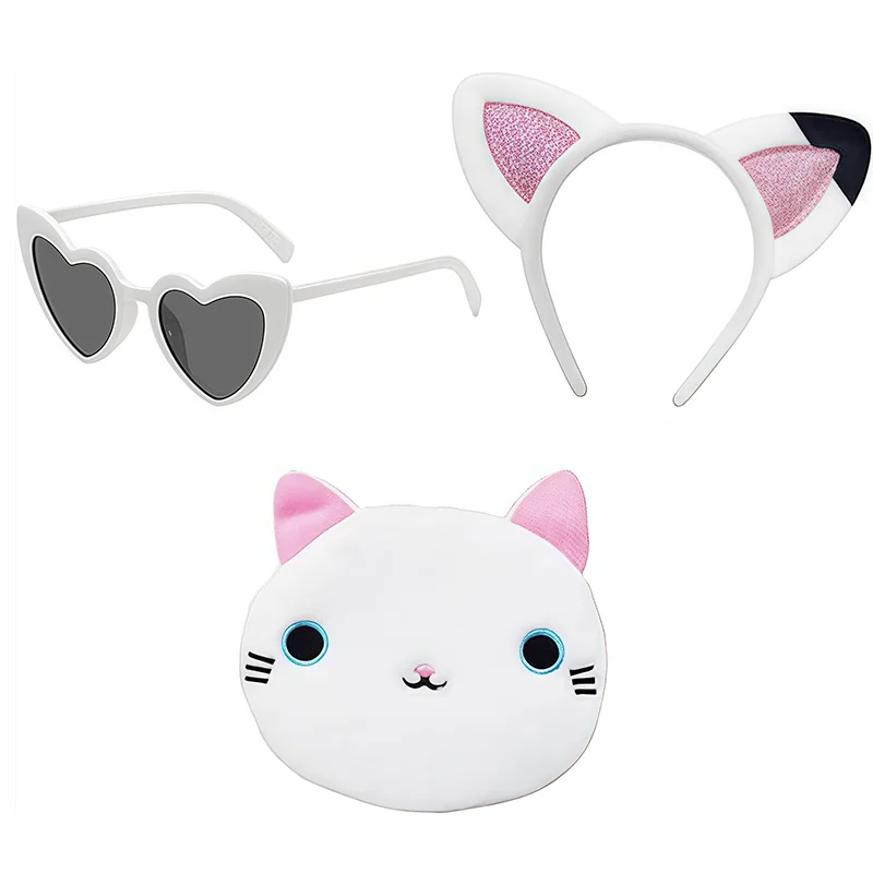 ⭐ Girls 3‑Piece Cat Ear Headband, Purse & Glasses Set – Party Dress‑Up Accessories