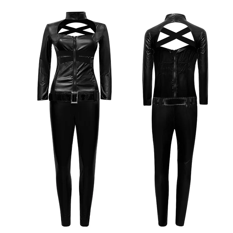 ⭐ Black Cat Superhero Cosplay Set – Backless Tenue Ecolière & Masked Halloween Style - Image 17