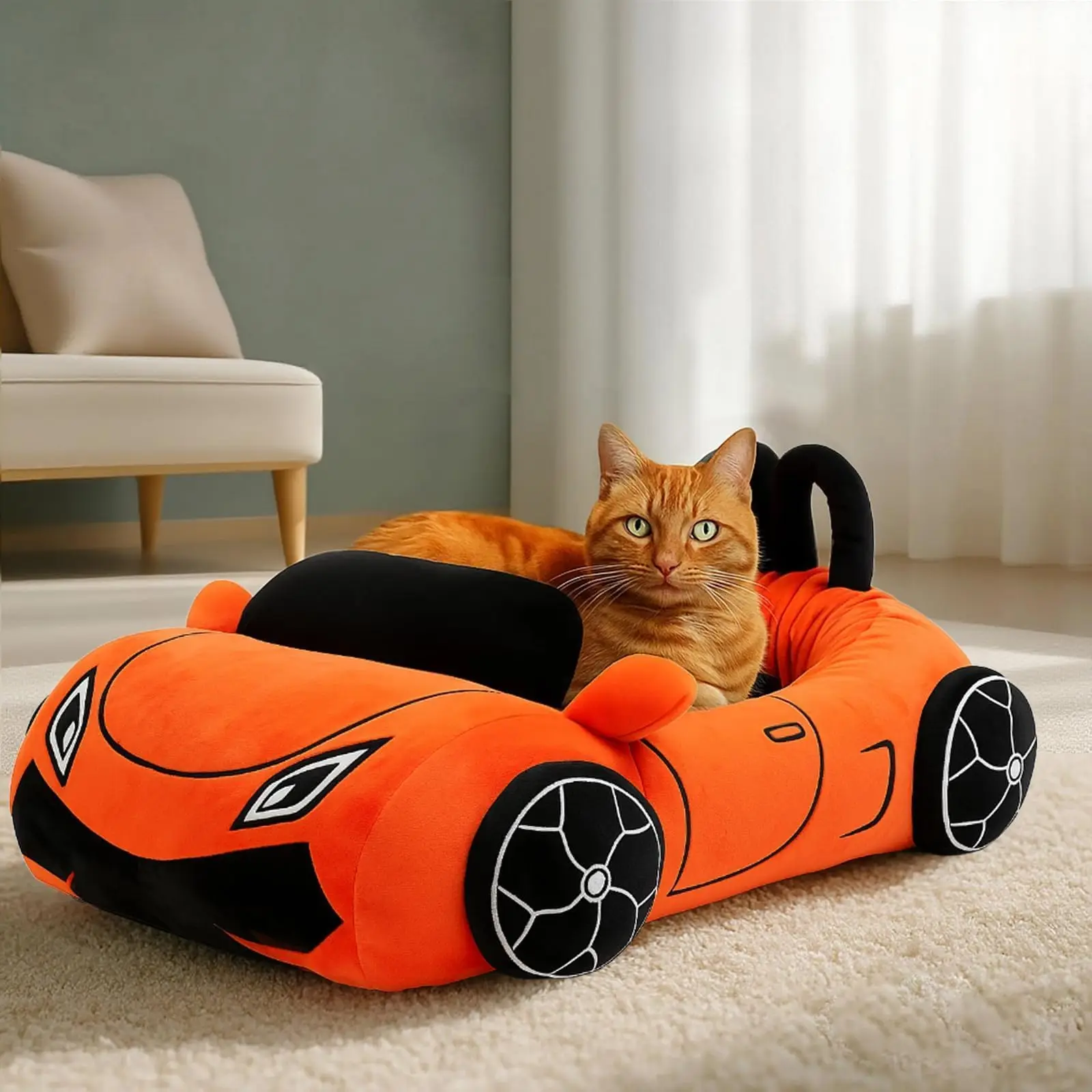 ⭐ Supercar Cat Bed – Plush Racing Comfort for Fast Felines - Image 7