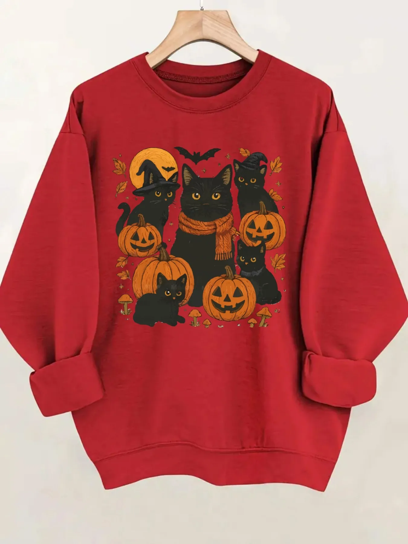 ⭐ Black Cats Graphic Pullover – Women’s Casual Long Sleeve Halloween Top - Image 5