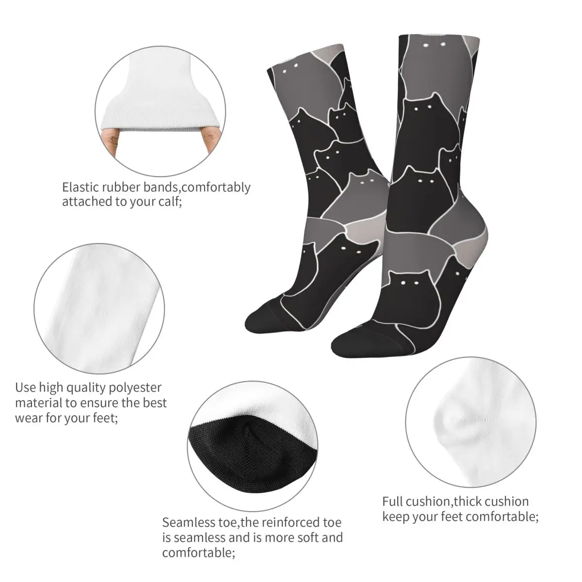 ⭐ Fun Black Cat Stockings — Lots of Cats Gothic Socks - Image 6
