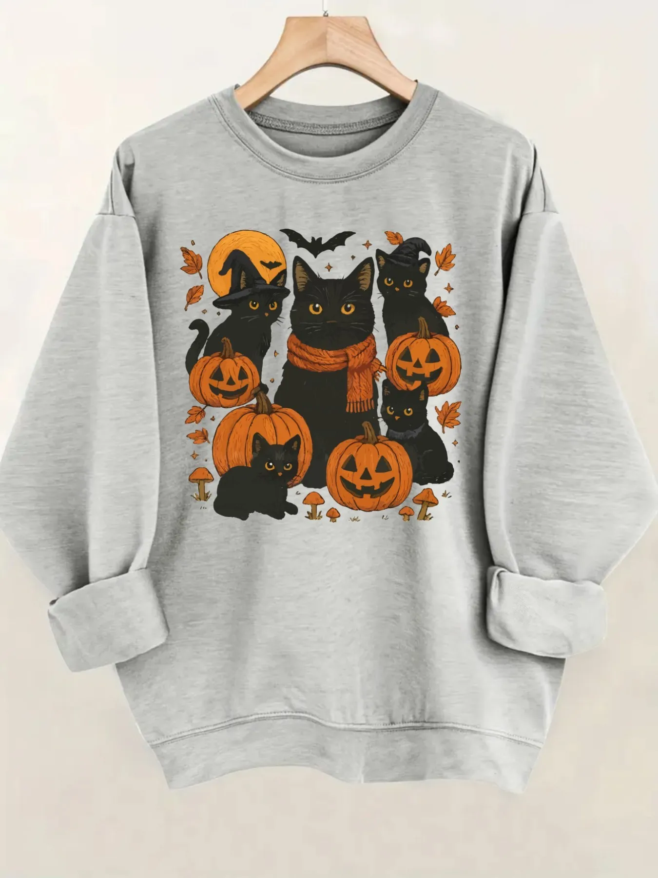 ⭐ Black Cats Graphic Pullover – Women’s Casual Long Sleeve Halloween Top - Image 4