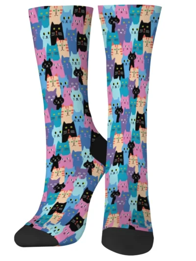 ⭐ Cartoon Color‑Cat Harajuku Halloween Socks