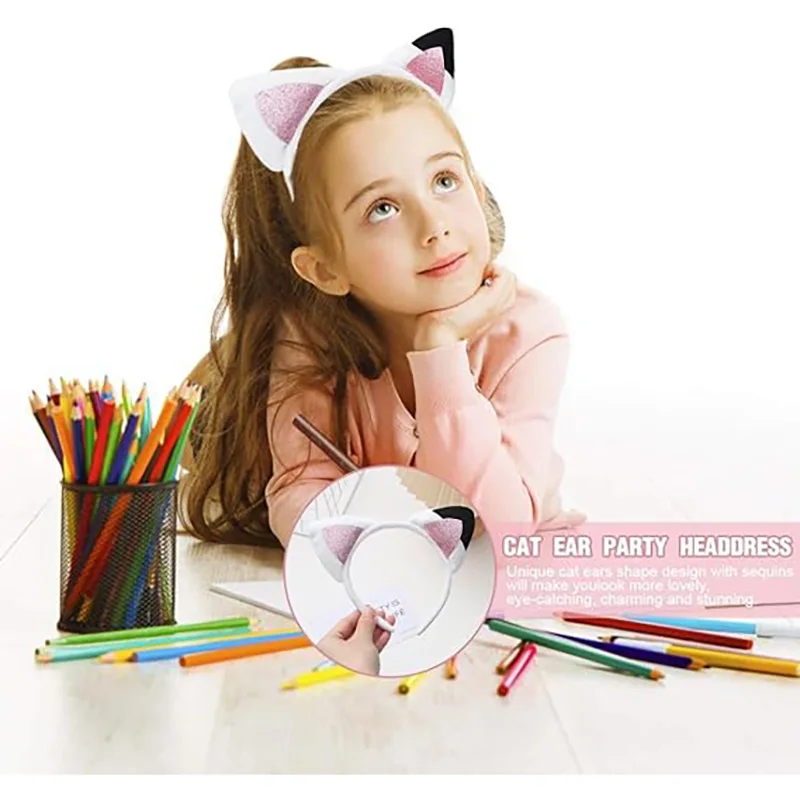 ⭐ Cute Baby Girls Cat Ears Glitter Headband – Kawaii Toddler Party Accessory - Image 2