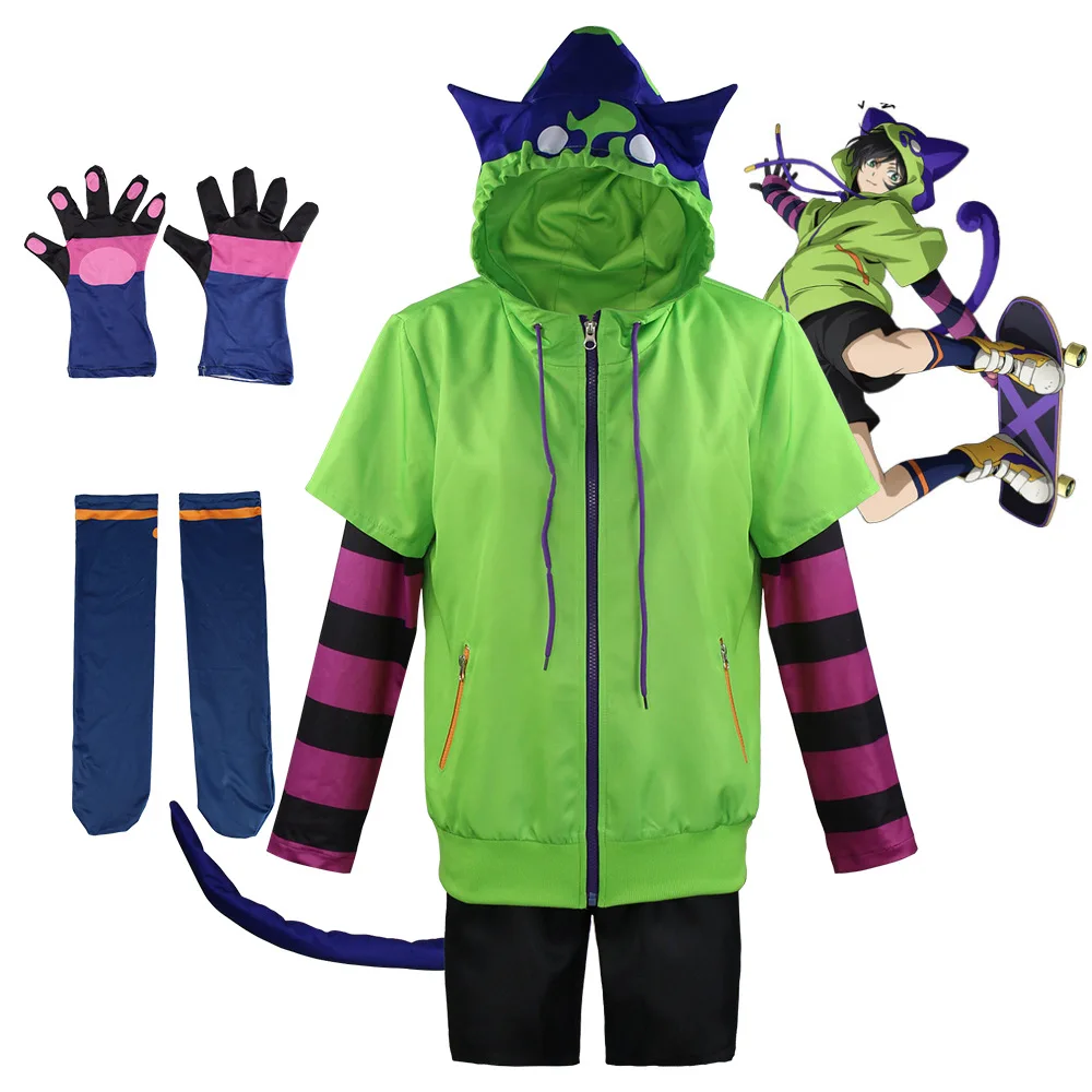 ⭐ SK8‑Inspired Miya Cat Cosplay Set – Unisex Hoodie, Tail & Arm Sleeves - Image 2