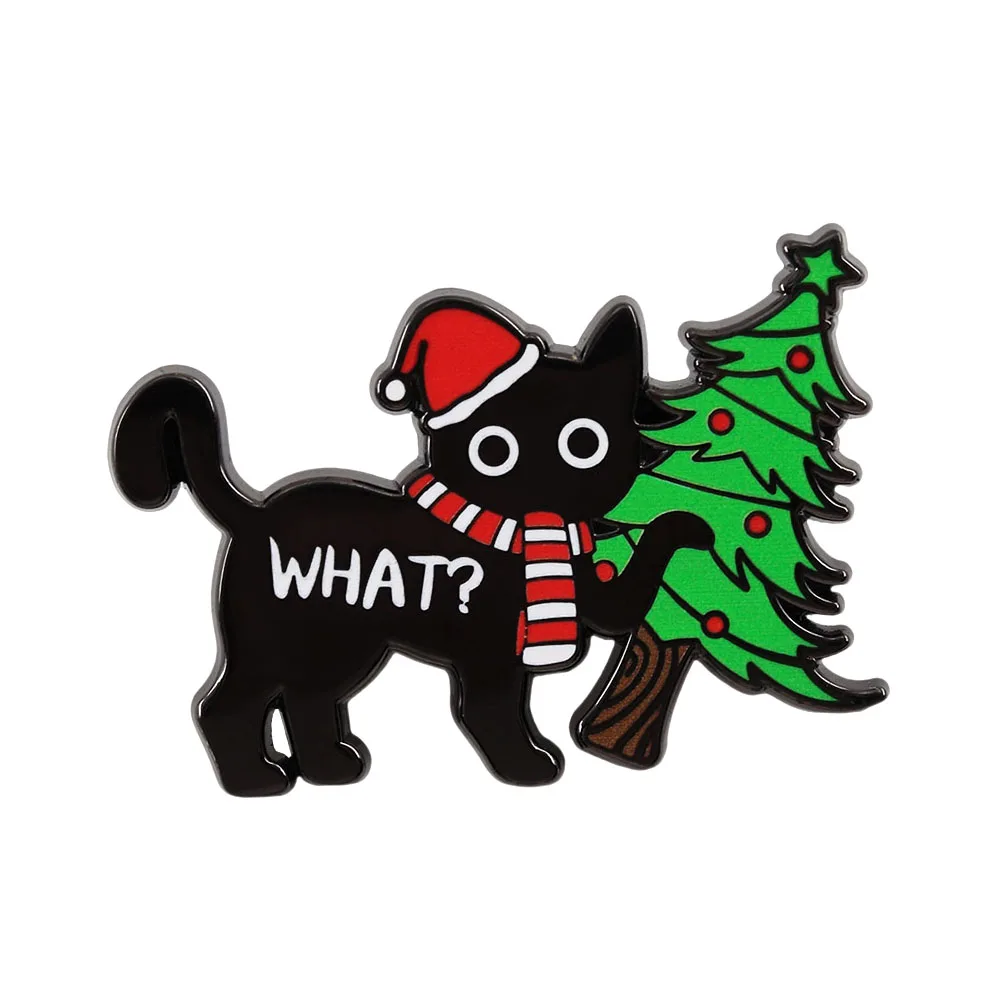 ⭐ Black Cat “What?” Christmas Brooch – Festive Feline Attitude in Enamel - Image 7