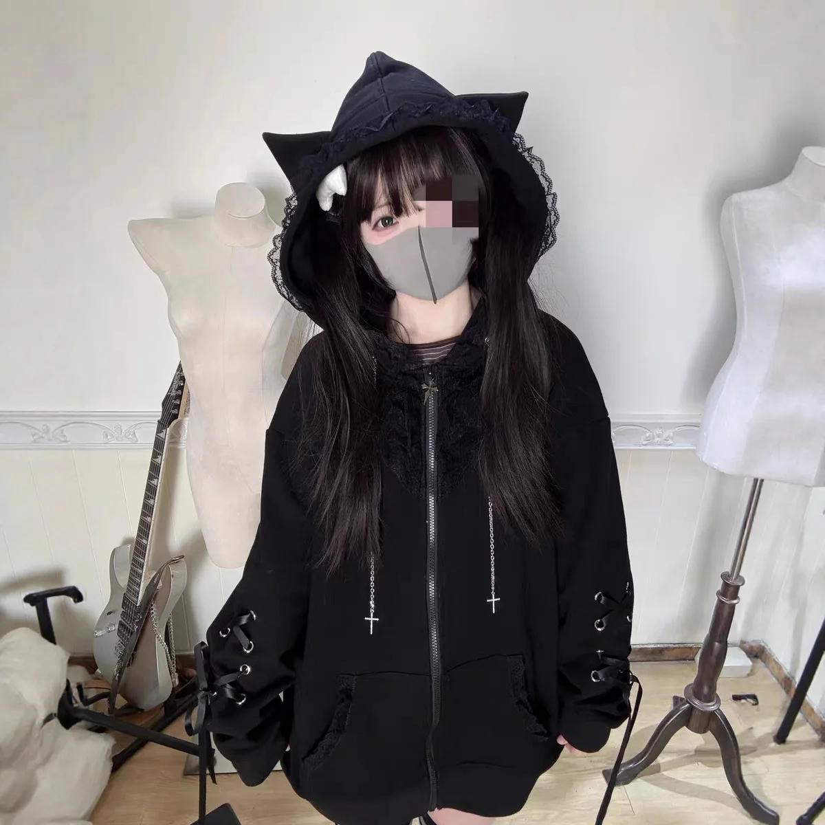 ⭐ Kawaii Cat Ears Bandage Hoodie – Aesthetic Streetwear - Image 3
