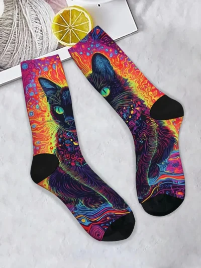 ⭐Fantasy Black Cat Harajuku Street Socks