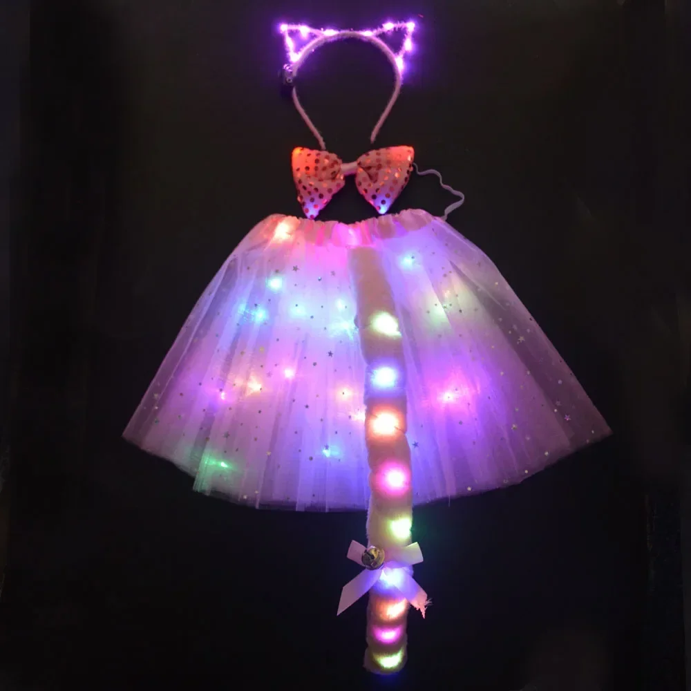 ⭐ Kids & Women Glow Tutu Costume Set – Cat Ears, Bow, Light‑Up Fox Tail - Image 2