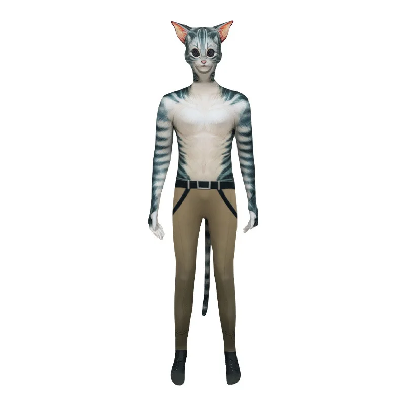 ⭐ Furry Tiger Muscle Zentai Suit – Full Cat Body Jumpsuit with Head & Tail - Image 4