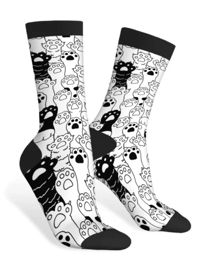 ⭐ Cat Paw Funny Meow Claw Contrast Crew Socks