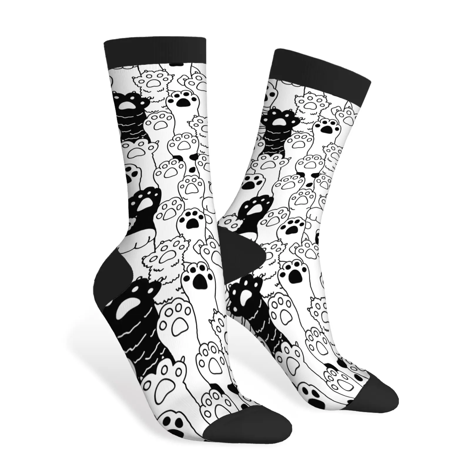 ⭐ Cat Paw Funny Meow Claw Contrast Crew Socks