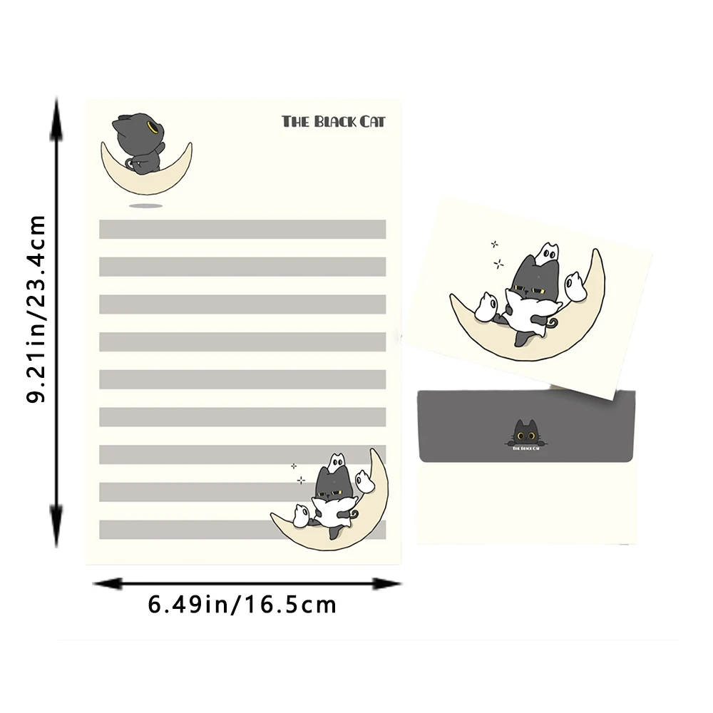 ⭐ Tiny Black Cat Paper & Envelope Set – Cute Stationery for Letters - Image 5