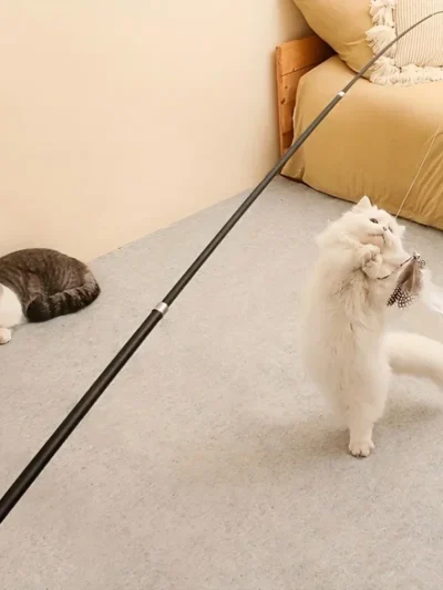 ⭐ Four‑Section Telescopic Cat Rod – Feather Fun for Feline Hunters