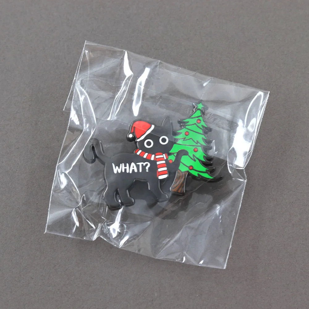 ⭐ Black Cat “What?” Christmas Brooch – Festive Feline Attitude in Enamel - Image 9