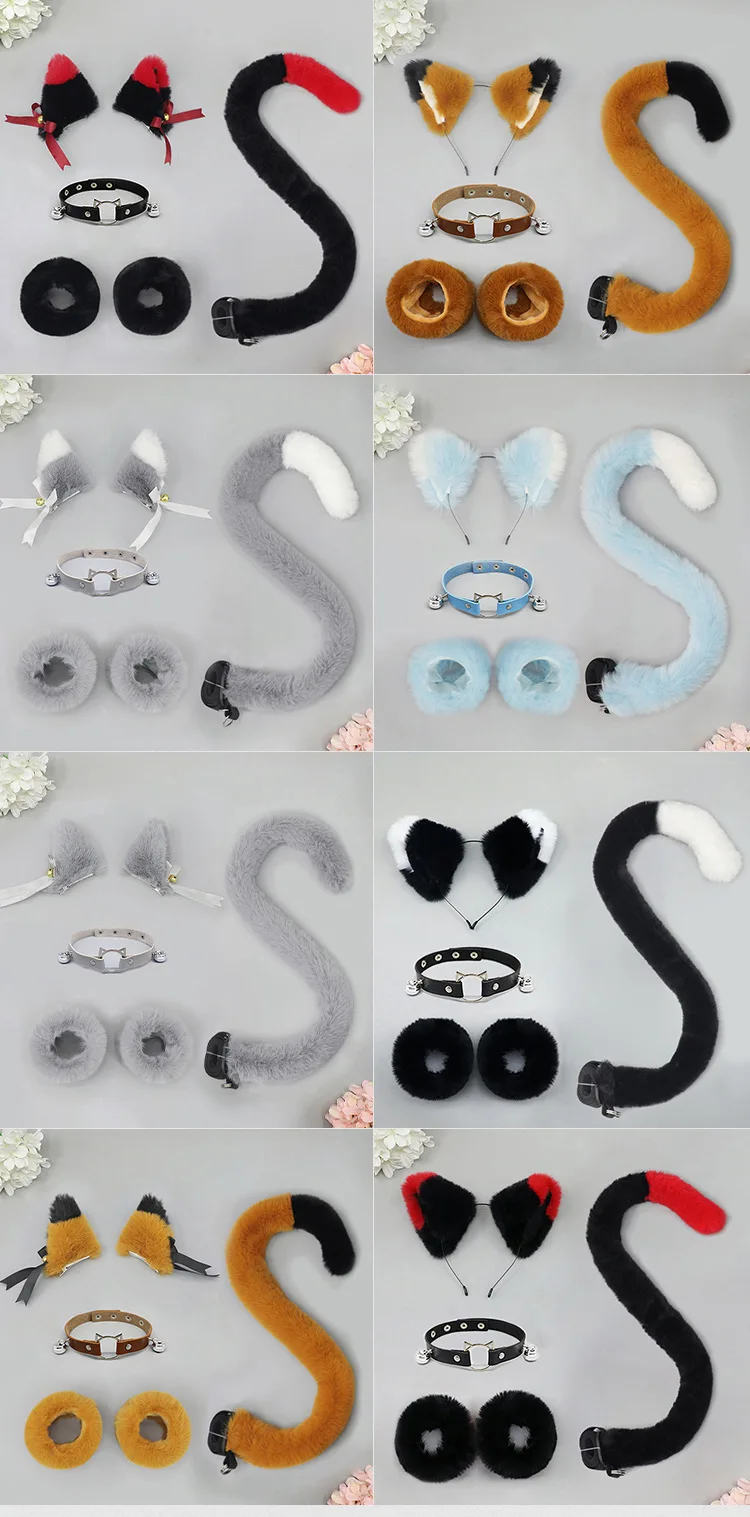 ⭐Cat Ear & Tail Cosplay Set with Plush Wristband and Bell Choker – Cute Lolita Dress‑Up Accessories - Image 23