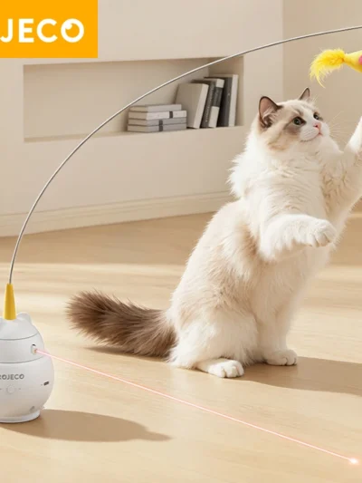 ⭐ ROJECO 2‑in‑1 Laser Smart Cat Toy – Automatic Feather Teaser & Induction Play