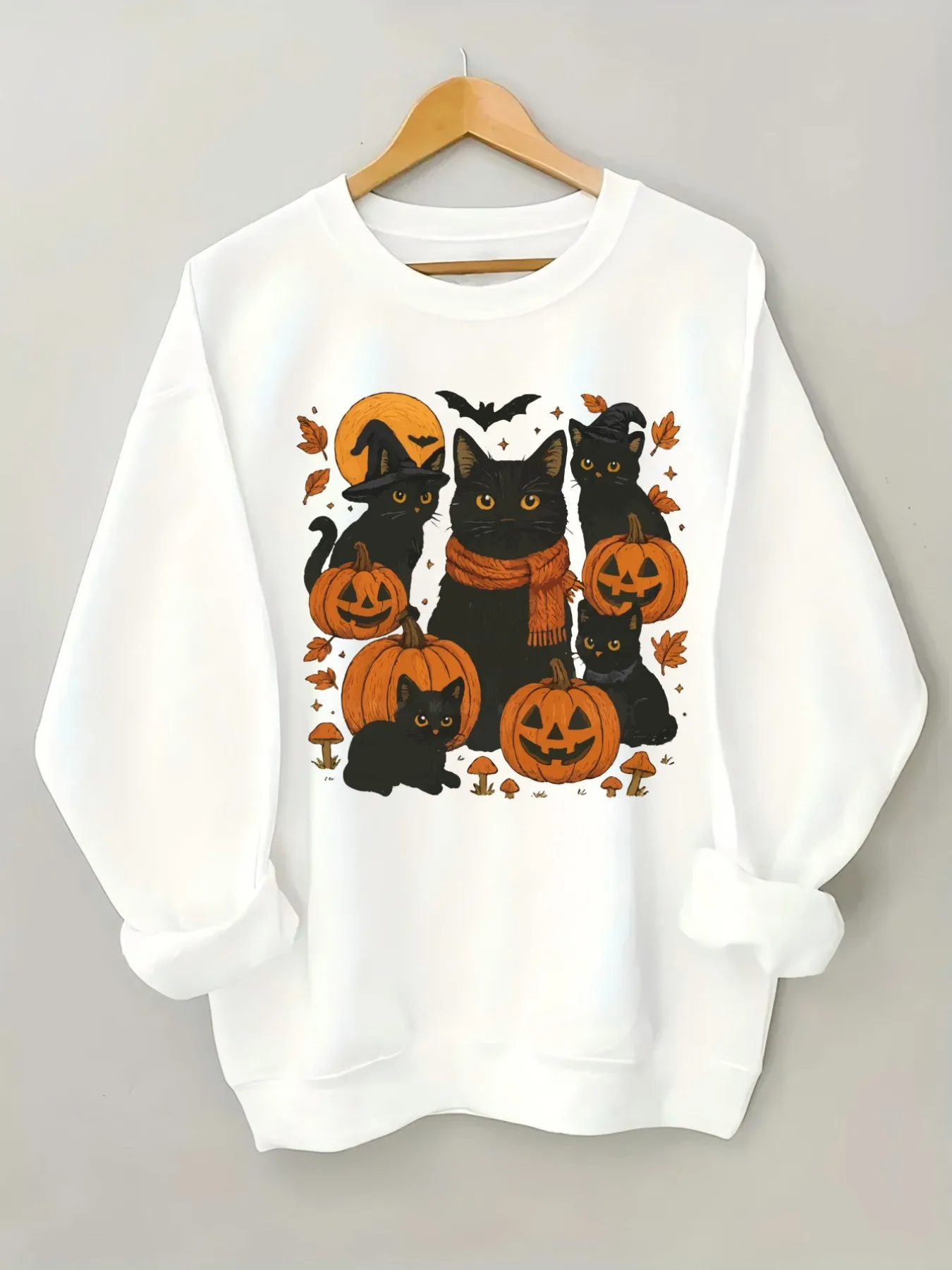 ⭐ Black Cats Graphic Pullover – Women’s Casual Long Sleeve Halloween Top - Image 6