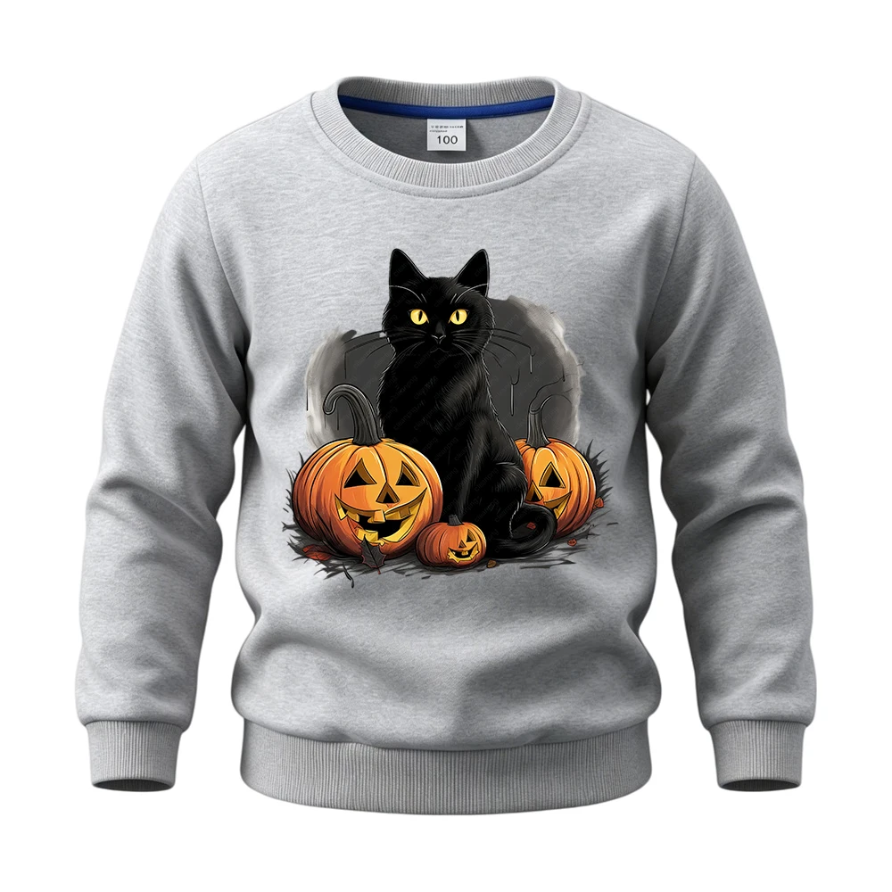⭐ Children’s Cat Pumpkin Pullover – Cotton Halloween Hoodie for Boys & Girls - Image 7
